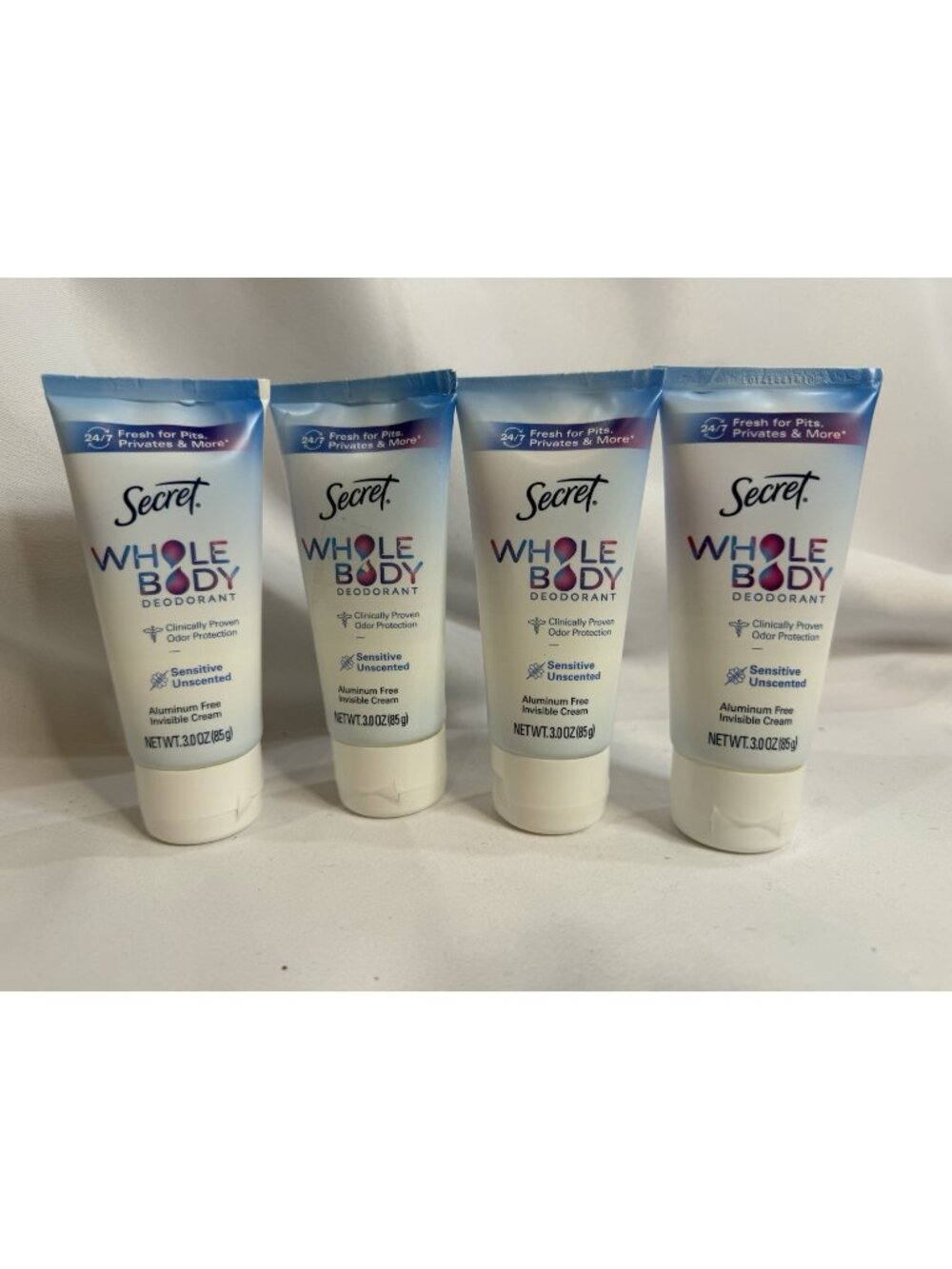 Secret Whole Body Deodorant Cream for Women Unscented Aluminum Free LOT of 4 *W8